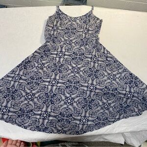 Cotton Stretch Mini Dress Knit Floral fit & flare tank twirl worn & weathered